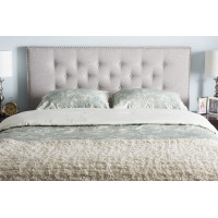 Baxton Studio BBT6691-Greyish Beige-King HB-H1217-14 Windsor Modern and Contemporary Greyish Beige Fabric Upholstered King Size Headboard